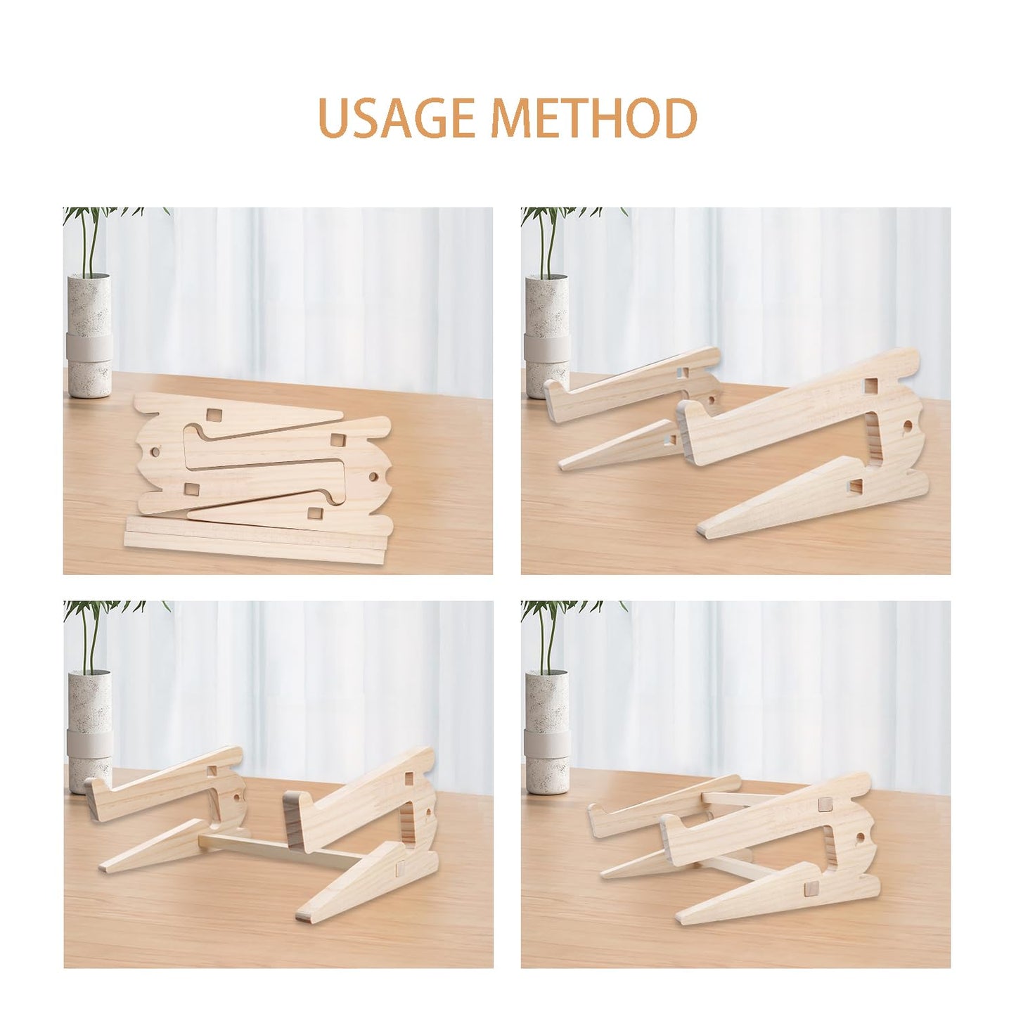 Rumyve Wooden Laptop Stand,Folding Ventilated Laptop Lifter,and Laptop Riser Support for Rest Work or Home Office