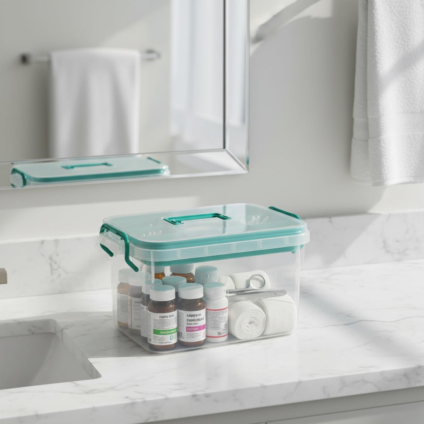 Readsky Plastic First Aid Storage Box, Medical Box Clear