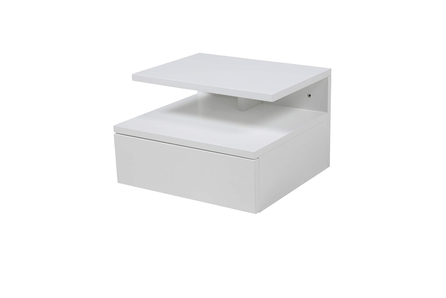 AC Design Furniture Fia Floating Nightstand in White, 1 piece, Wall Mounted Bedside Table with Drawer and a Shelf, Bedroom Furniture, H: 22,5 x W