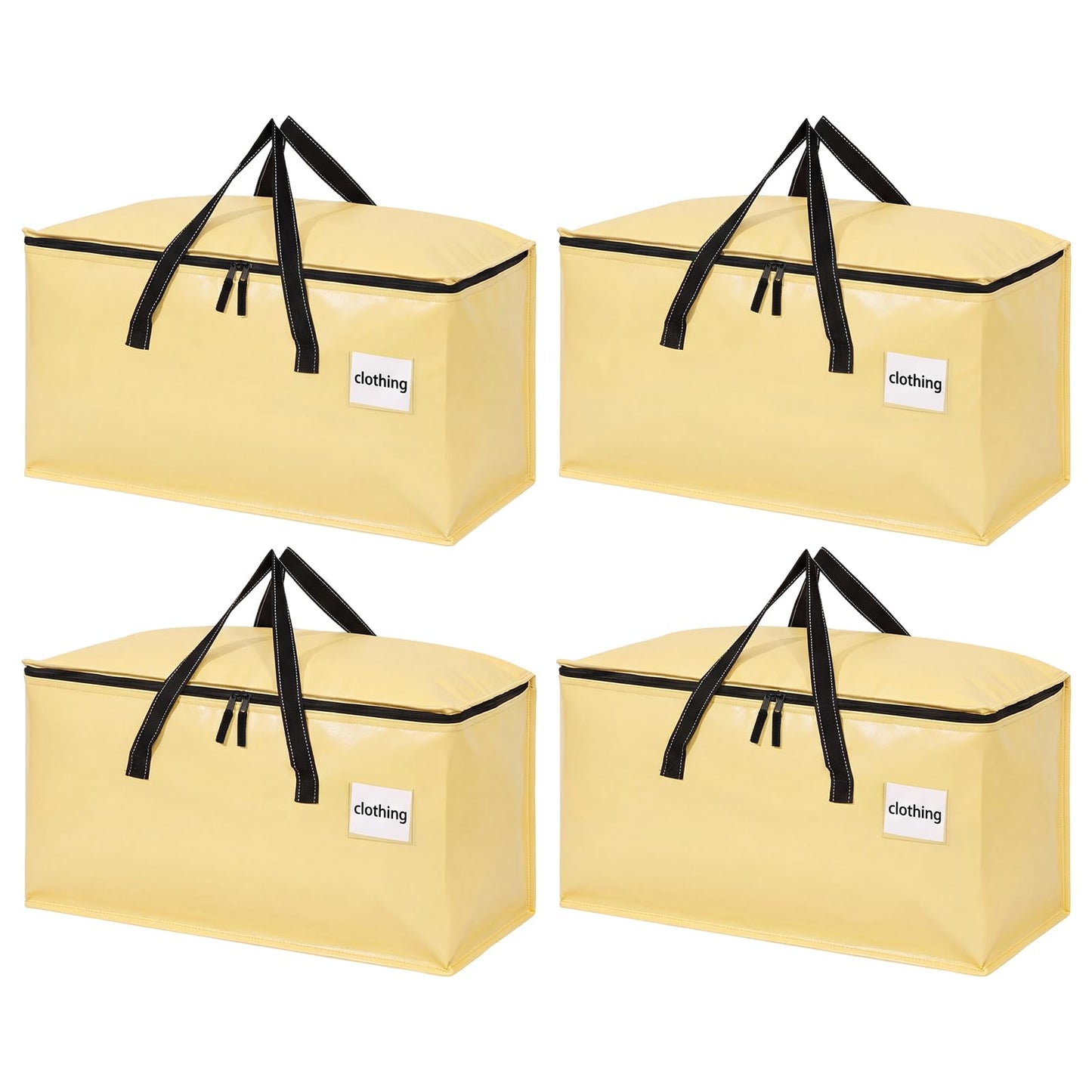 Dntorx 4 Pack 90L Moving Bags,Waterproof Moving Boxes with Zips,Pale Yellow