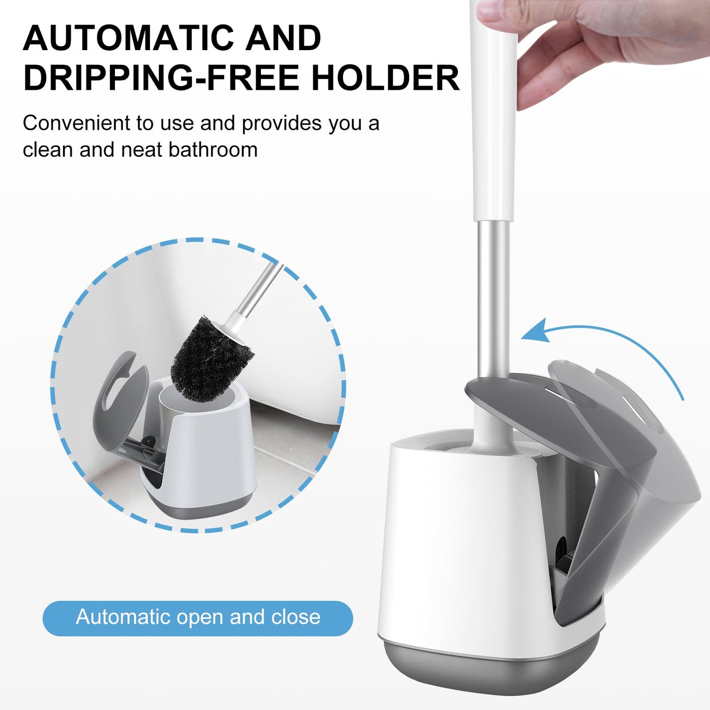SetSail Toilet Bowl Brush and Holder Automatic Toilet Brushes for Bathroom with Holder Ventilated Toilet Cleaner Brush for Toilet Scrubber Cleaning