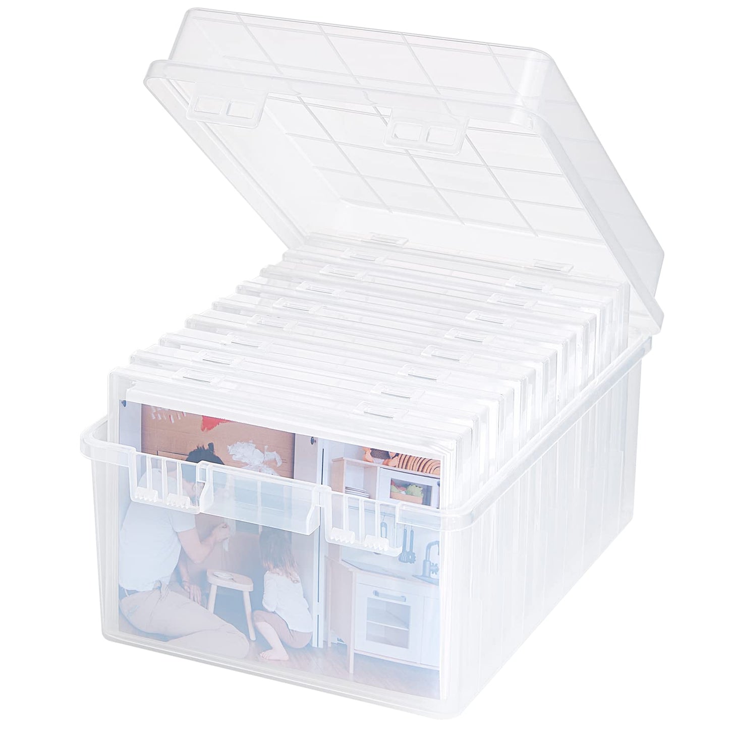 Lifewit Photo Storage Box 5x7 5R Photo Case, 9 Inner Photo Keeper, Clear Photo Boxes Storage, Seed Organiser, Craft Storage Box for Cards Pictures