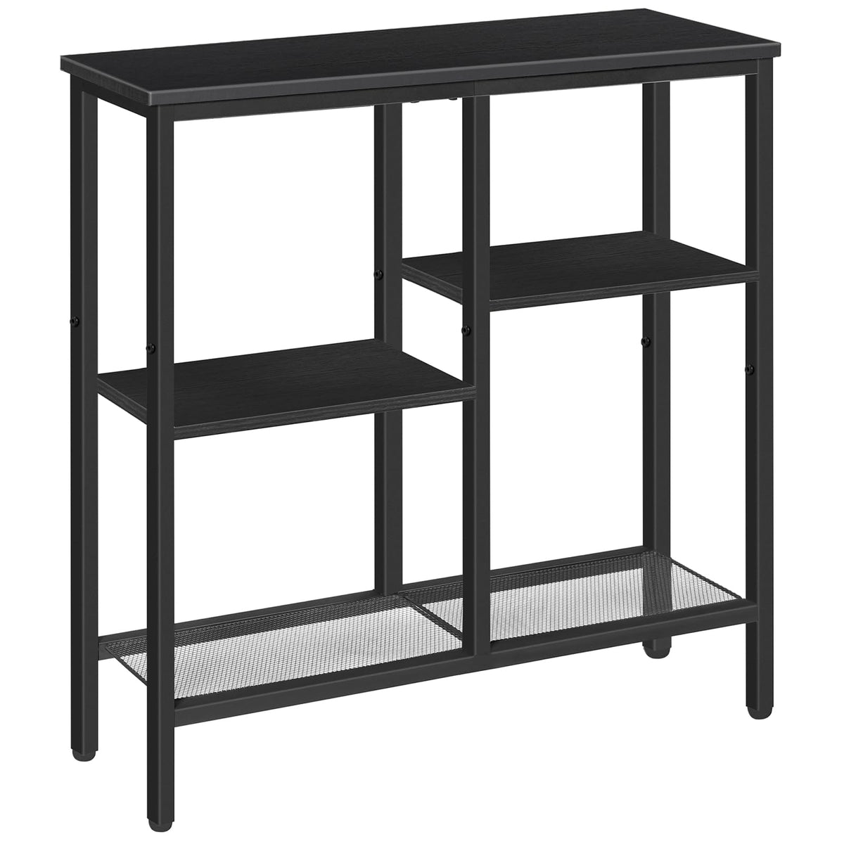 HOOBRO Console Table, Narrow Console Table, Slim Sofa Table with 4-Tier Storage Shelves, Industrial Hallway Table with Metal Mesh Shelf, for Hallway