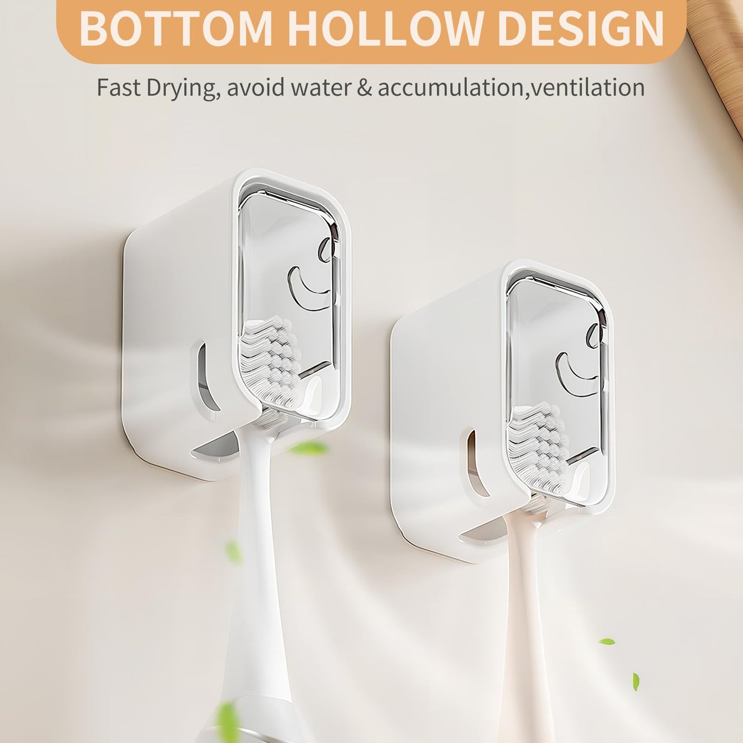 Wall Mounted Toothbrush Holders for Bathroom,Strong Self Adhesive