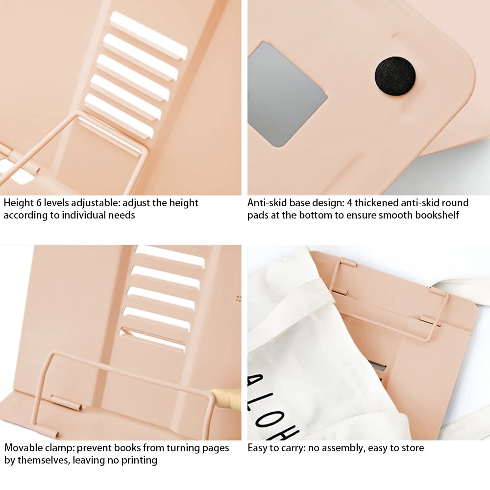 Geoyien Book Stand, Book Holder for Reading in Bed, Multifunctional Metal Reading Rack, Adjustable Angle, Correct Sitting Posture, Reduce Fatigue
