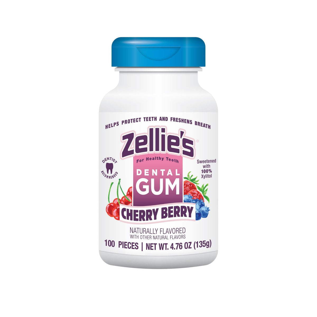 Zellies Xylitol Sugar Free Cherry Berry Chewing Gum | Cherry Berry Flavor (100 Count (Pack Of 1))