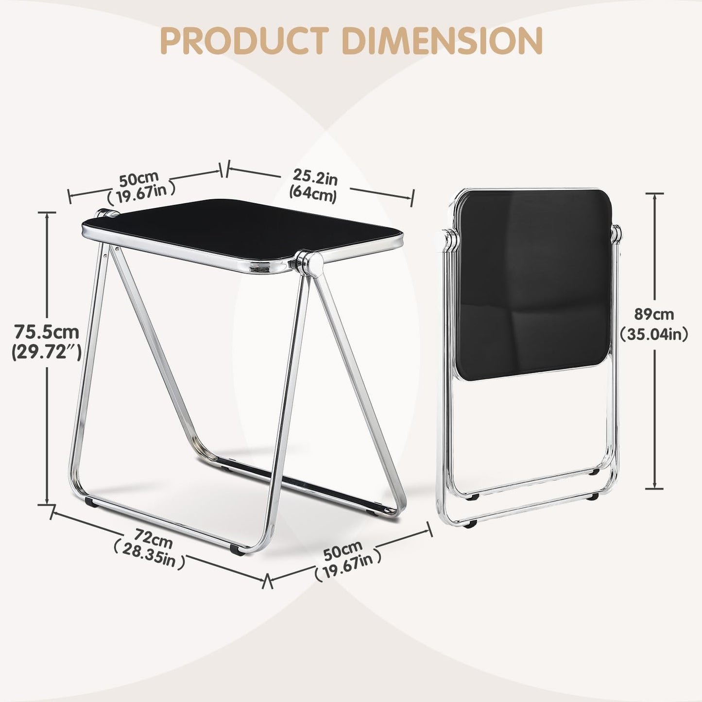 TAO ONE Acrylic Folding Table TV Tray Small Side Table - Clear