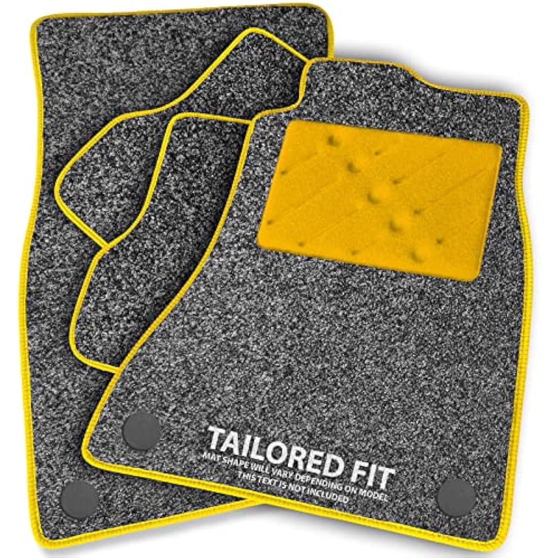 Car Mats FOR Vauxhall Grandland X 2017+ Anthracite Carpet & Yellow Ribbed Trim & Yellow Rectangle Heel Pad [SAPP-2230]