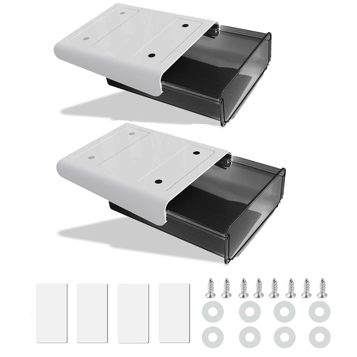 CMOISO Under the Table Storage Box, 2 Pieces Hidden Drawer Creative Desk Sticker, Drawer Tray Desk Organizer for Home and Office (Black)