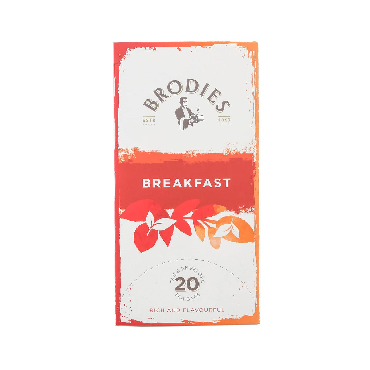 Brodies Breakfast Tag and Envelope - 6 Tea Boxes of 20 Tea Bags each (total 120 Tea Bags) - Rich and flavourful Scottish Tea with a bright and brisk