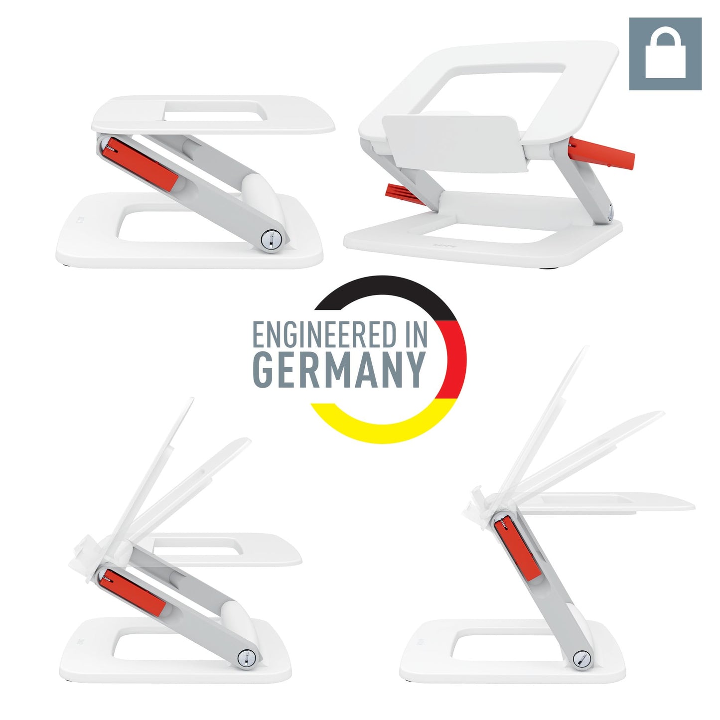 Leitz Height Adjustable Multi-Angle Laptop Stand, Six Pre-Set Height & Angle Combinations, Compact Footprint, Desktop/Tabletop Riser Stand, For 13"