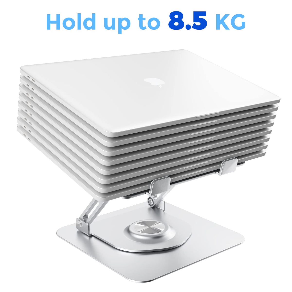 Swivel Laptop Stand for Desk, Adjustable Height Aluminum Computer Stand with 360 Rotating Base, Foldable Ergonomic Riser