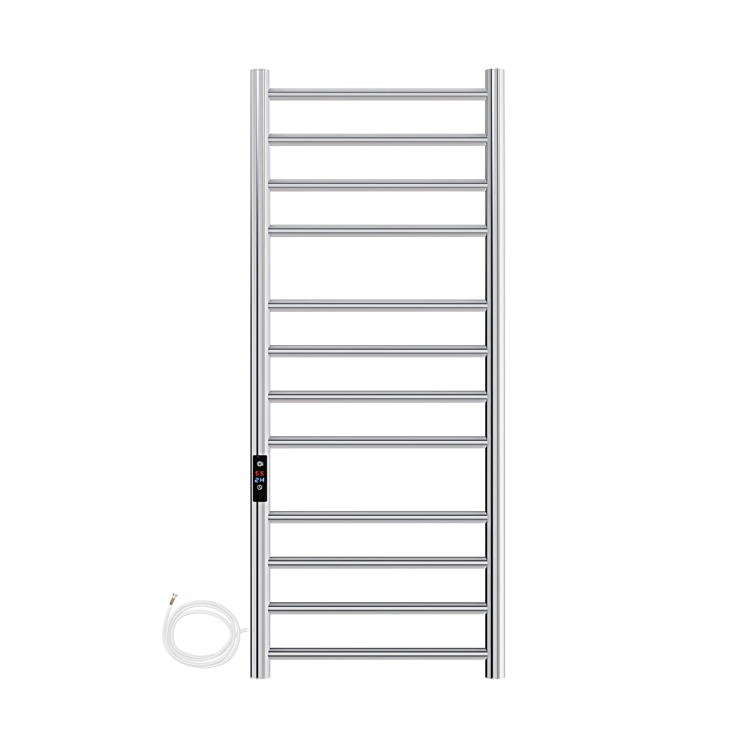 AQUAWORLD Wall-Mounted Heated Towel Rail – 304 Stainless Steel Electric Towel Warmer with Built-in Timer, Hardwired Bathroom Towel Heater