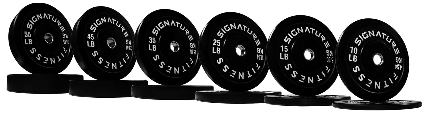 Signature Fitness 2" Olympic Bumper Plate Weight Plates with Steel Hub, 45LB, Pair