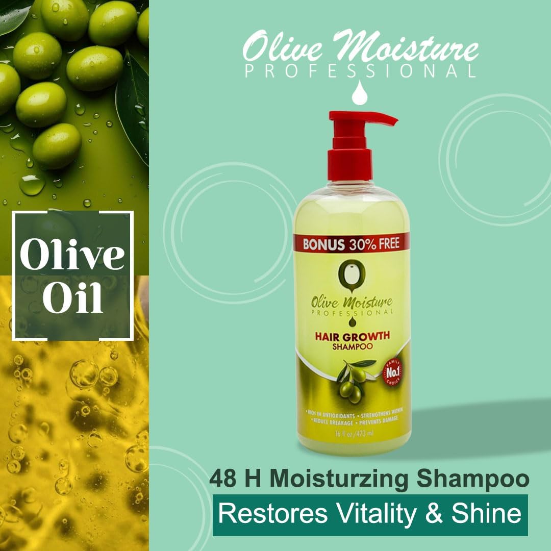Olive Moisture Hair Growth Shampoo for Thicker, Stronger Hair 16 oz