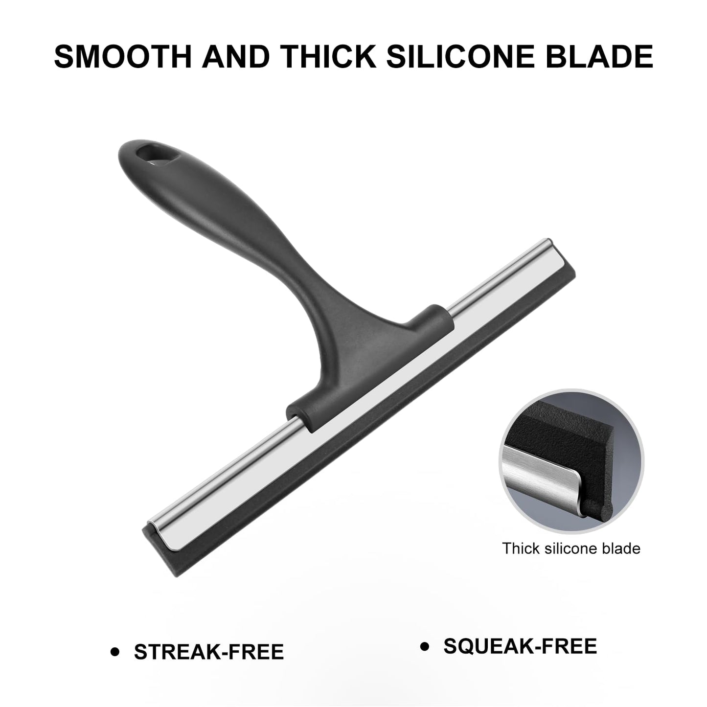 SetSail Shower Squeegee for Glass Doors, 25cm, Silver-black