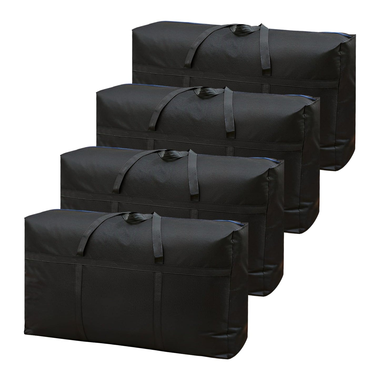 WOPPLXY 4PCS 100L Moving Boxes Large Strong, Black Moving Bags Large Storage Bags with Zip, Heavy Duty Packing Bag for Clothes, Duvet, Blankets
