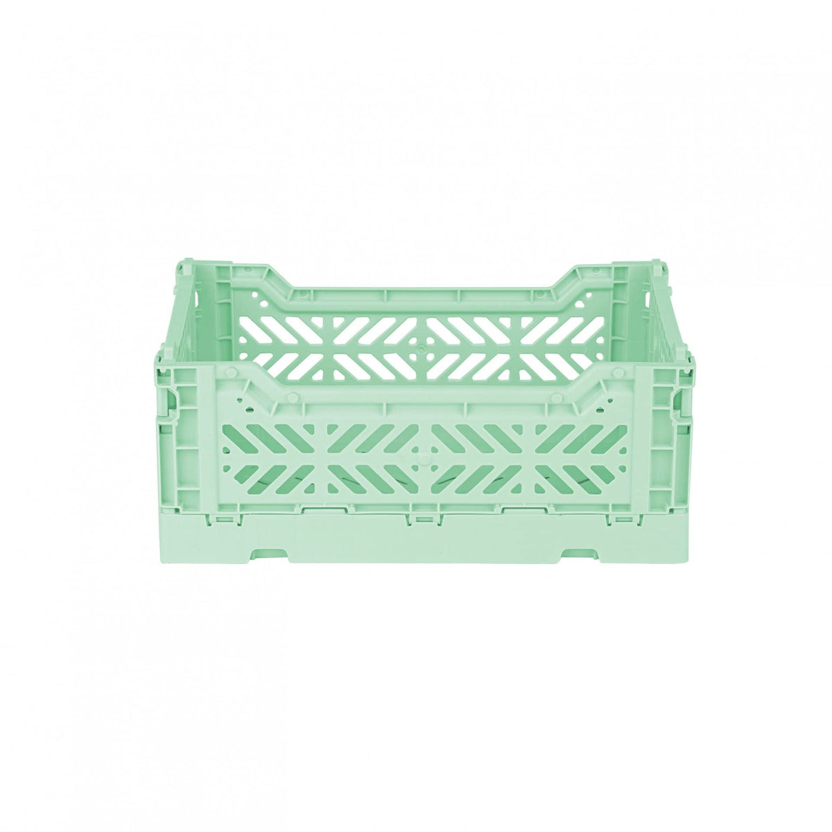 AYKASA Folding Crate, Sturdy Folding Box, Plastic, Stackable, Warm Mint, Mini (27 x 17 x 11 cm)