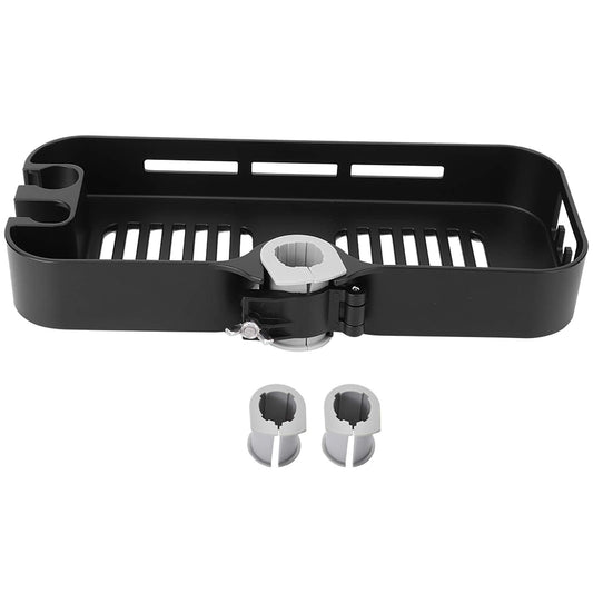 Fdit Shower Pole Storage Rack With Shower Head Holder Clip-on Storage tray for Bathroom Accessory (Matte Black)