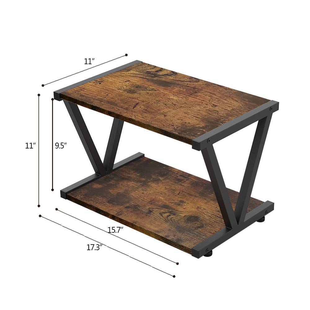 VEDECASA 2 Tier Printer Stand with Wheels Modern Desktop Storage and Organize Under Desk Printer Table for Home Office (Brown)
