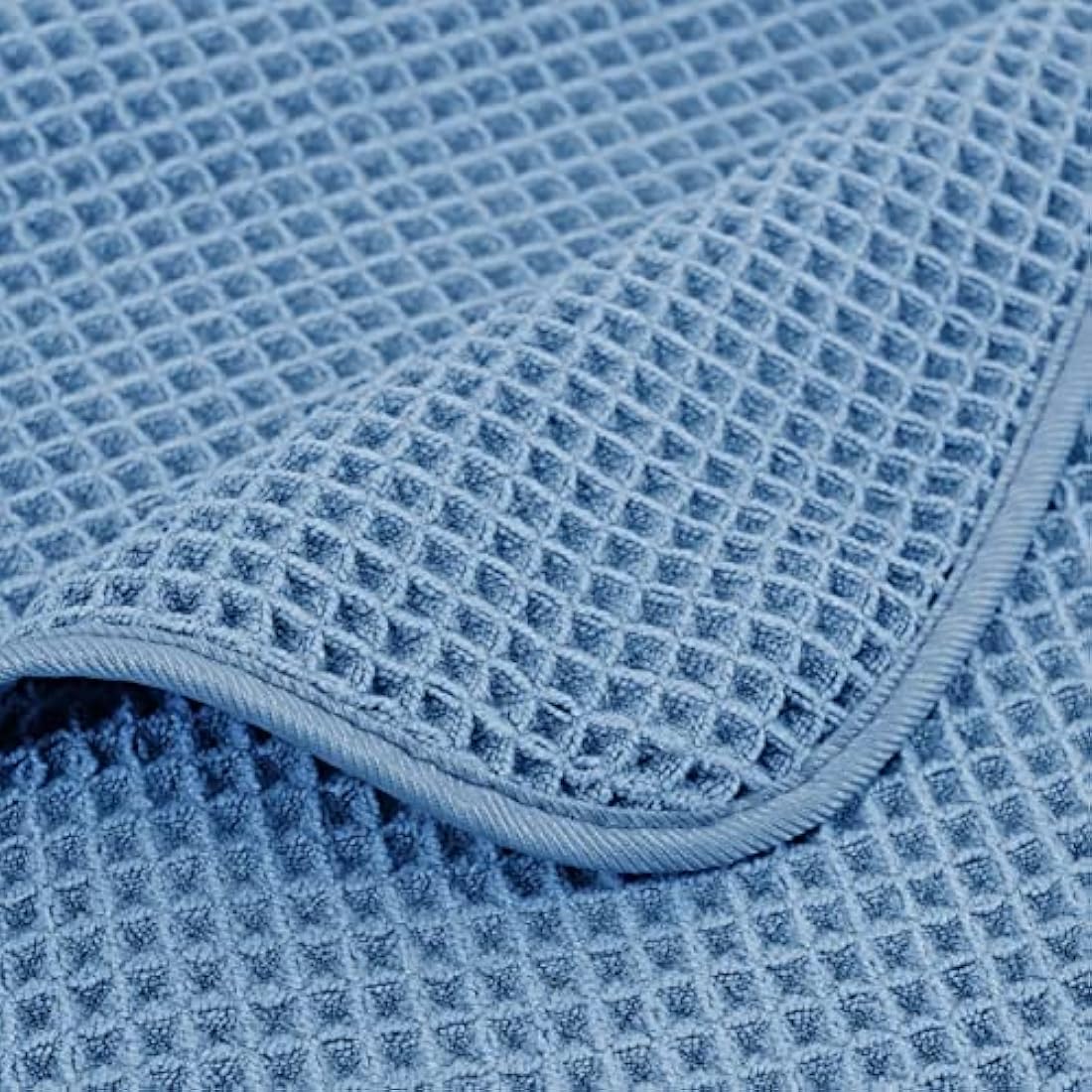 POLYTE Microfibre Quick Dry Lint Free Bath Sheet, 89 x 178 cm, Set of 2 (Blue, Waffle Weave)