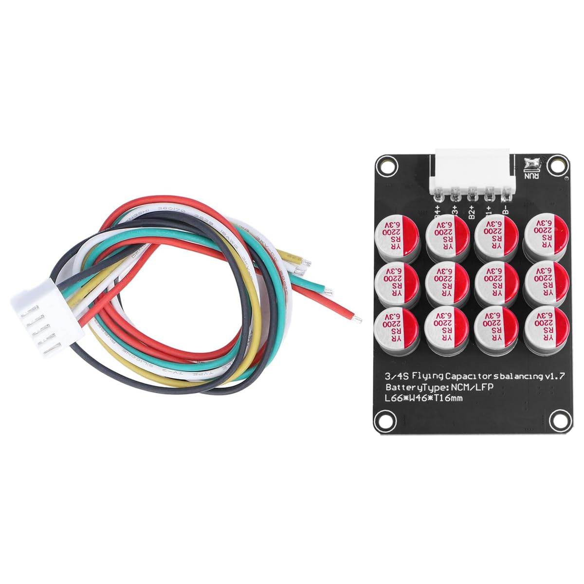 VOANZO Lithium Battery Balancer Board, 5A Active Balancer with Cable, Universal 3-4S Cell Balancer for LTO LFP LPO NCM Battery Pack