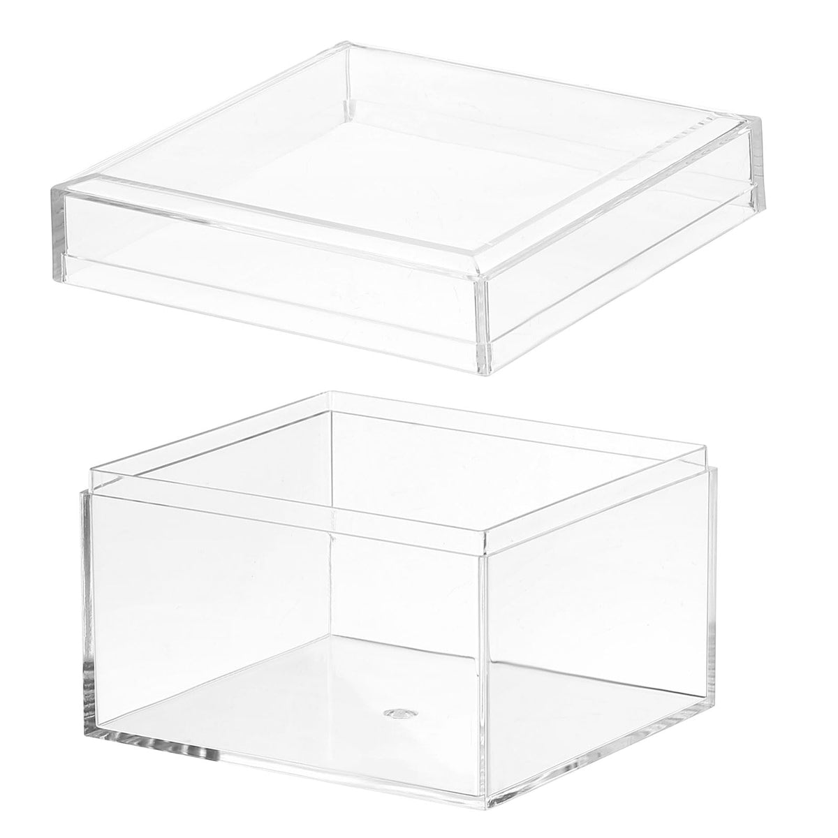 PATIKIL Acrylic Box with Lid 3.15" x 3.15" x 2.36", Clear Acrylic Display Boxes Plastic Square Cube Containers Storage Organizer for Candy Tiny