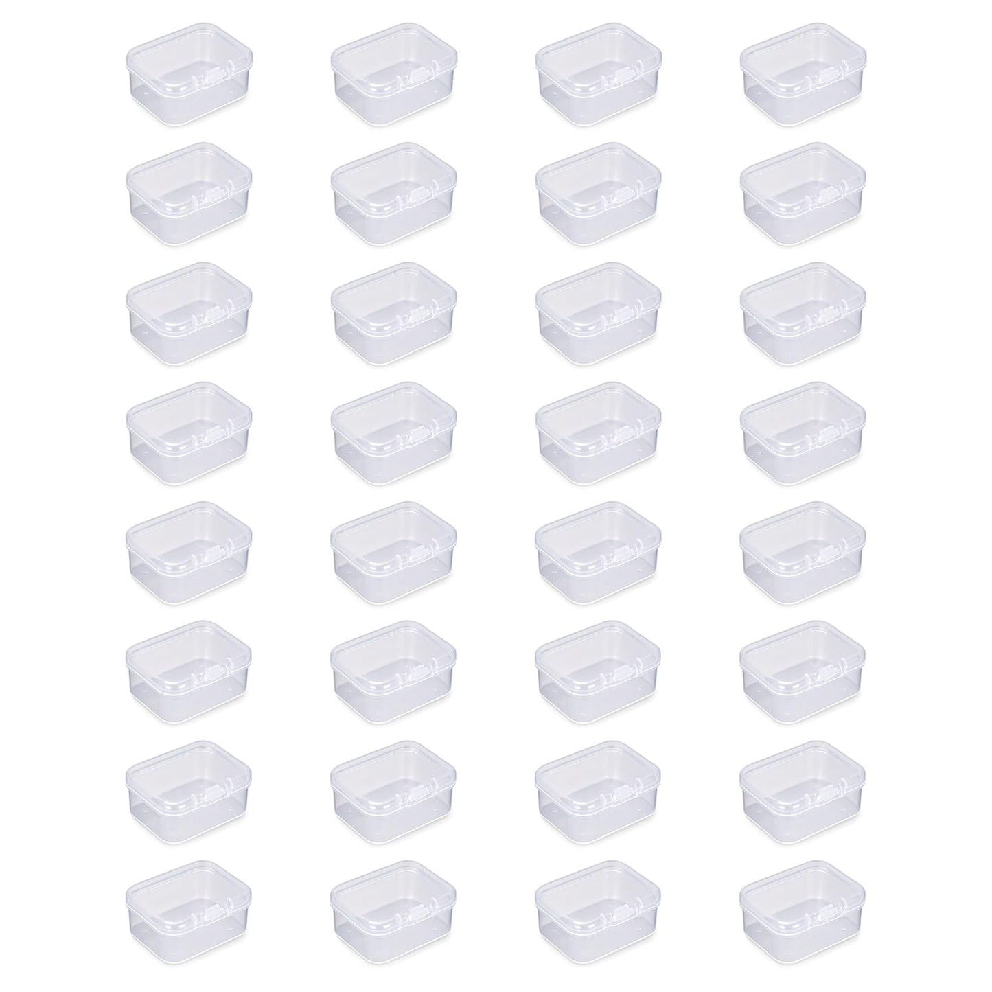 Nybrax 32 Pack Transparent Plastic Boxes, Mixed Square Storage Box with Lids, Transparent Beads Storage Containers Box