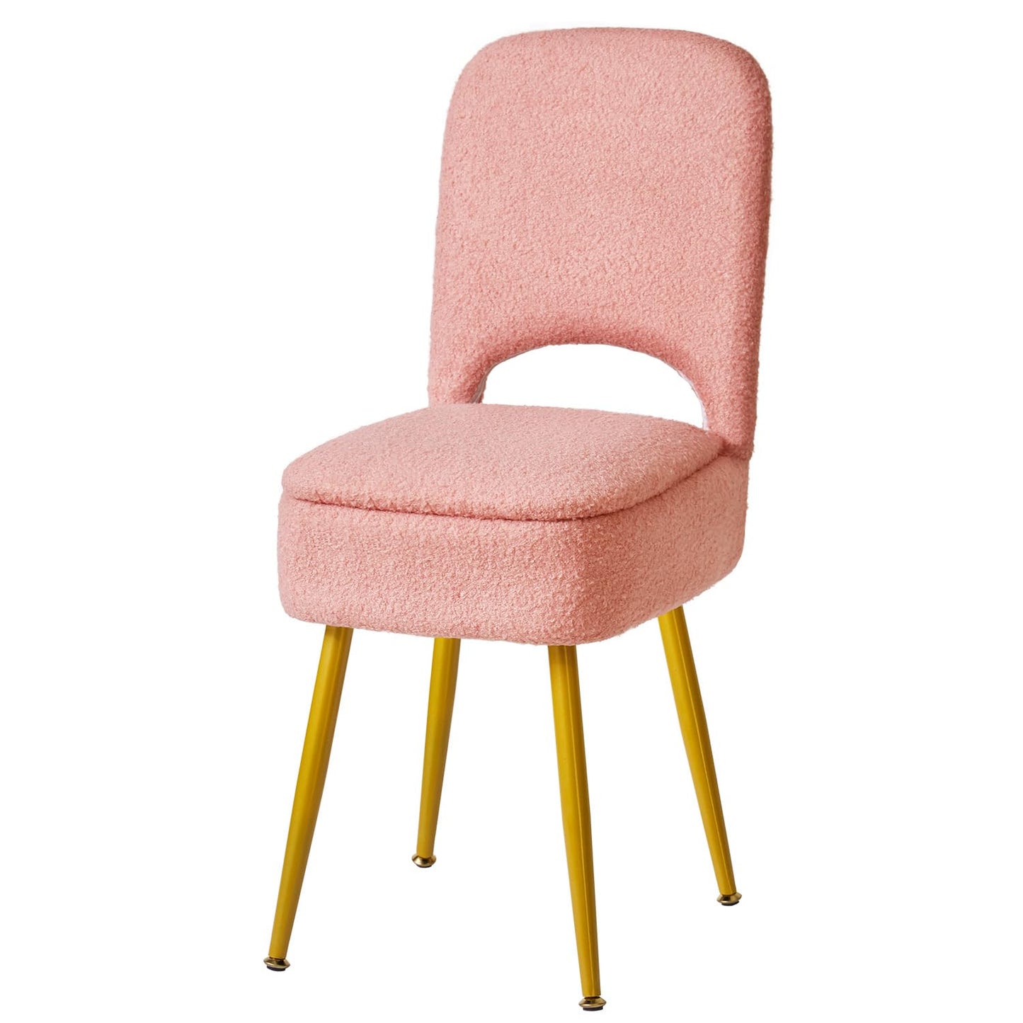 IBUYKE Storage Vanity Stool Chair with Folding Backrest, Pink WBD027P