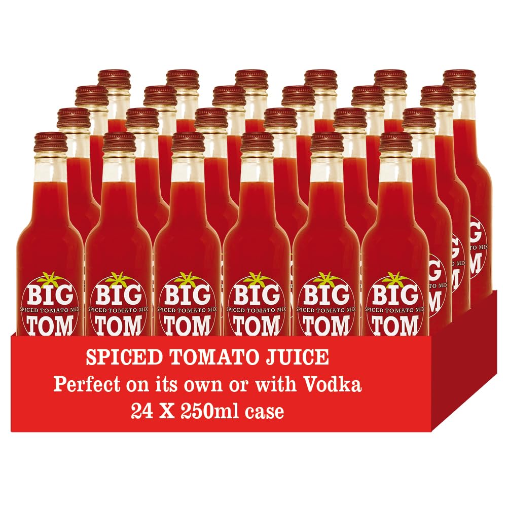 Big Tom Spiced Tomato Juice for Bloody Mary Mix - 250ml Bottles (24 Pack) | Vegan-Friendly Drink