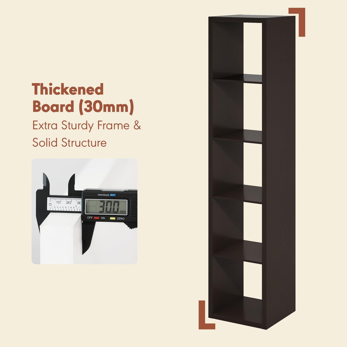 Furinno CUBICLE Record Player Stand with Vinyl Storage, 5-Cube 3 cm Extra Thick Vinyl Record Storage