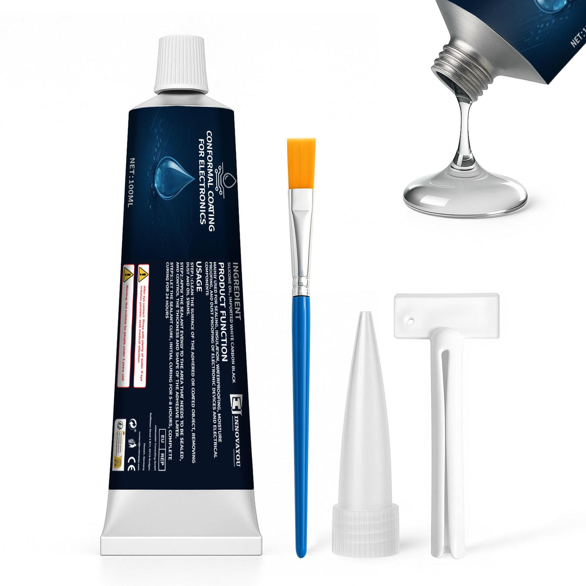 1DFAUL 100ml Conformal Coating for Electronics, Silicone Conformal Coating Insulating Sealant, Waterproof, Dust& Moisture Resistant, for Reliable