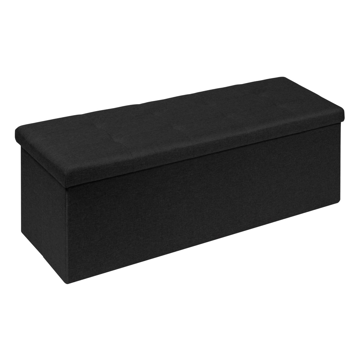 Bonlife 110cm Extra Large Ottoman Storage Box with Lid,Black Folding Toy Chest Boxes Bedroom End of Bed Storage Bench Footstools for Living Room