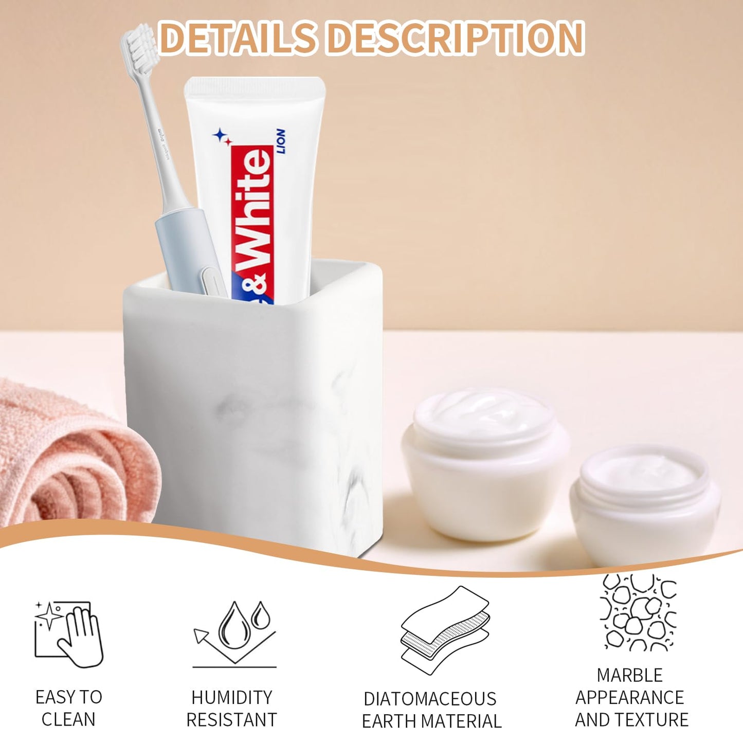 Tahbarshi Electric Toothbrush Holder, Fast Drying Toothbrush Holders for Bathroom, Diatomite Toothbrush Cup for Toothbrush, Cosmetic
