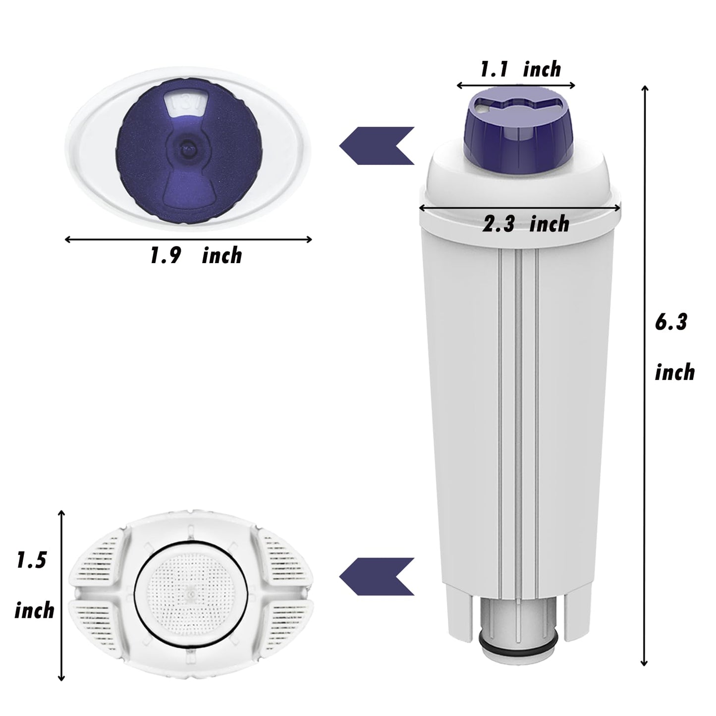10 Pack Water Filter for DeLonghi Coffee Machine DLSC002 Compatible with De'Longhi ECAM, ETAM, EC, BC Series.