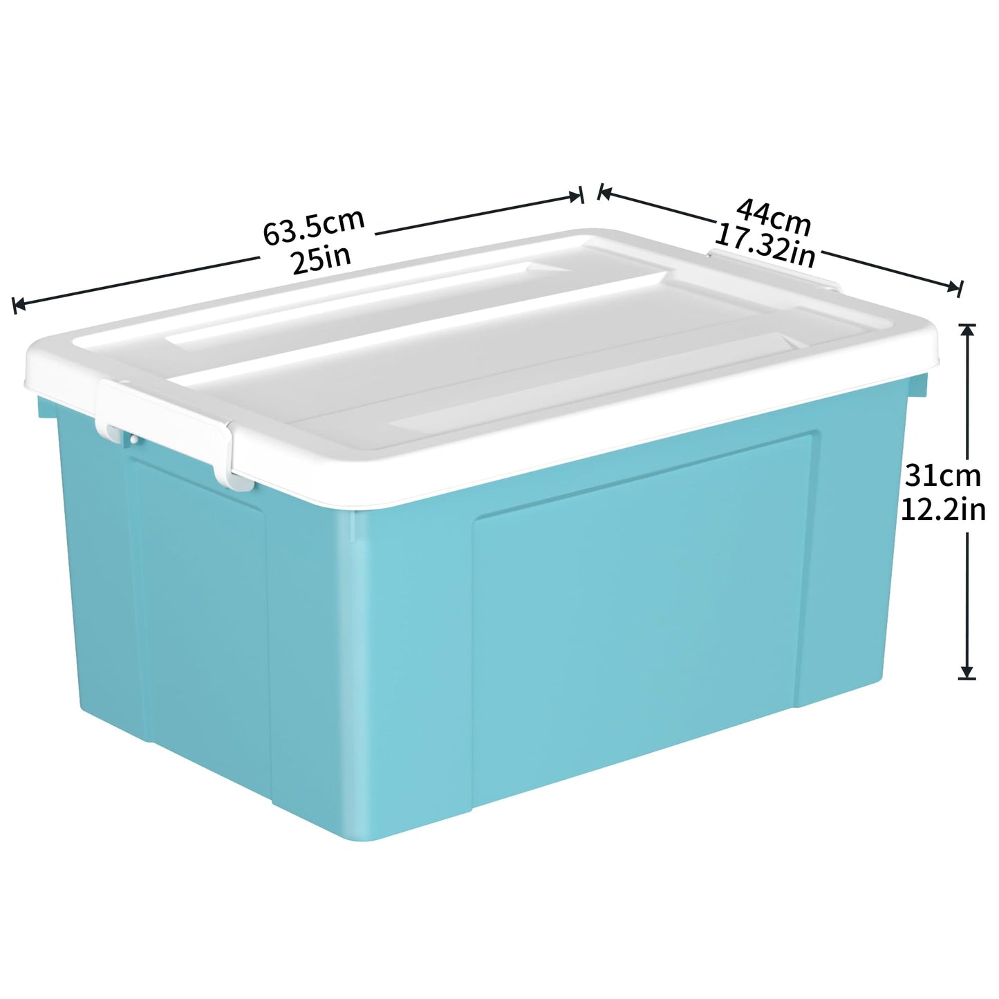 Cetomo 65L*4 Storage Boxes, Plastic Storage Box with Lids, Organizing Container with Secure Latching Buckles, Stackable, Nestable