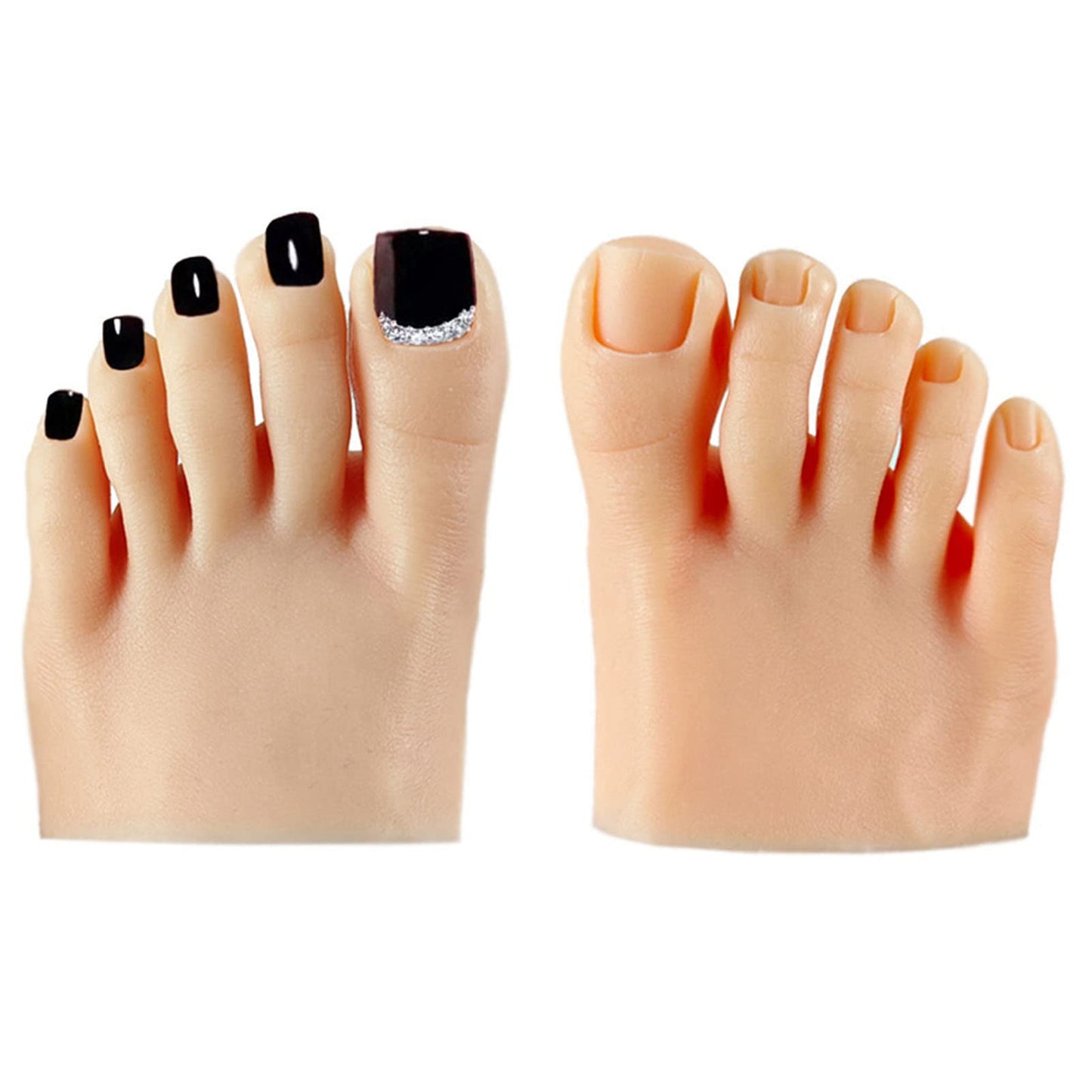 1 Pair Silicone Foot Model, Nail Art Training Display Fake Half Foot Model Pedicure Tattoo Practice Silicone Foot Model (Medium Skin Color)