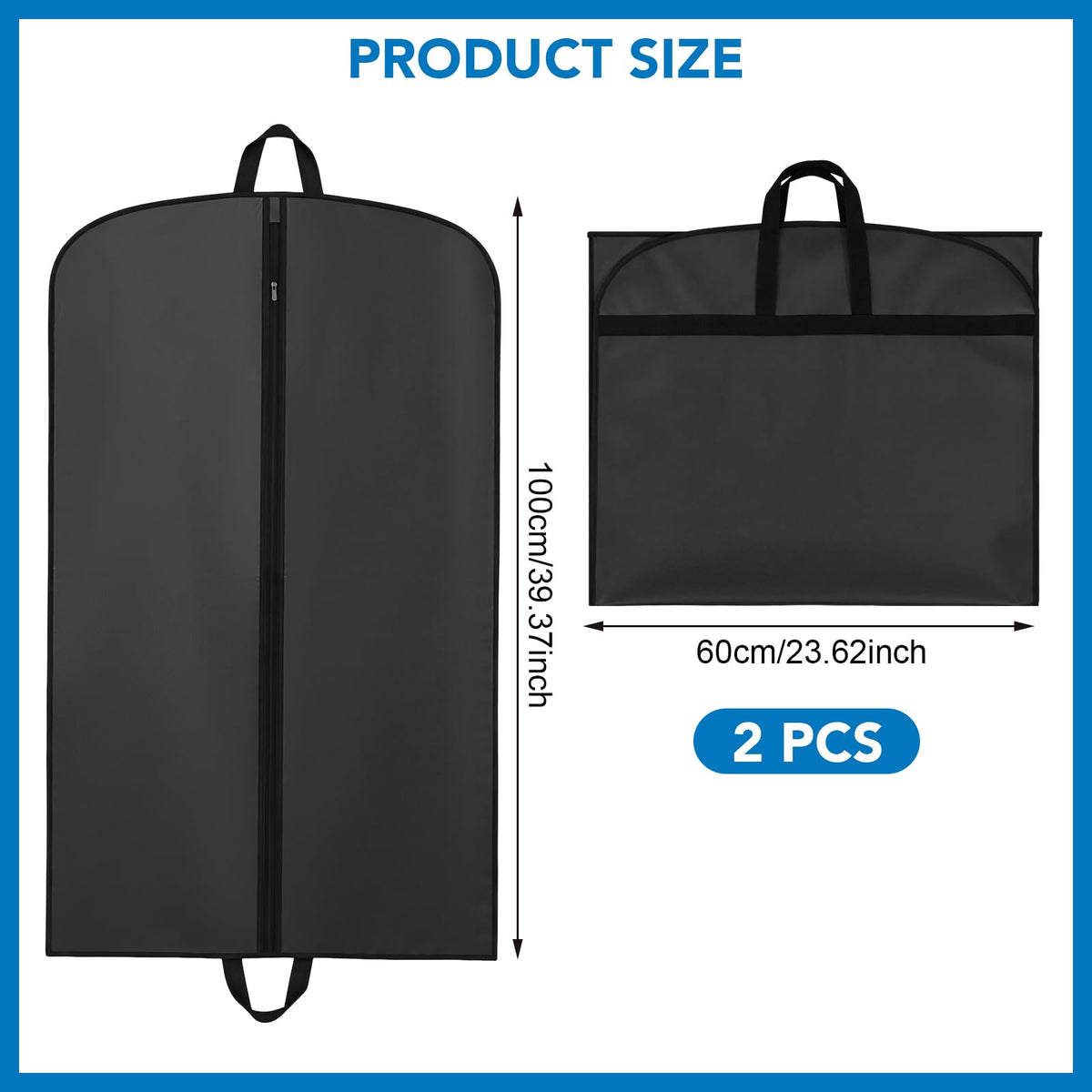 2Pcs Suit Bag, PEVA Suit Carriers for Men with Handles, Travel Garment Bags
