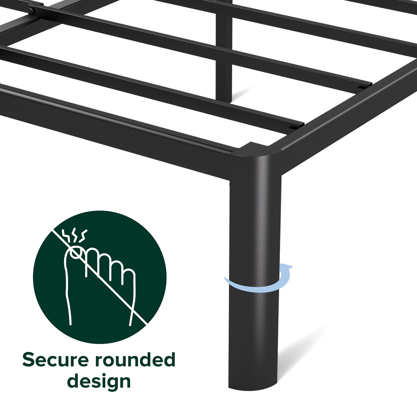 Zinus Van King size Bed frame - Bed 150x200 cm - 41 cm Height with Underbed Storage - Metal Platform Bed frame - Black