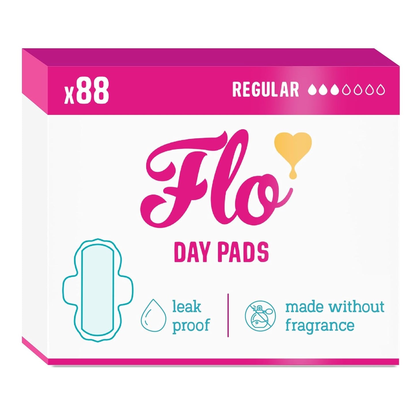Flo Day Menstrual Pads (88 Pack) - Regular, New but open damaged box