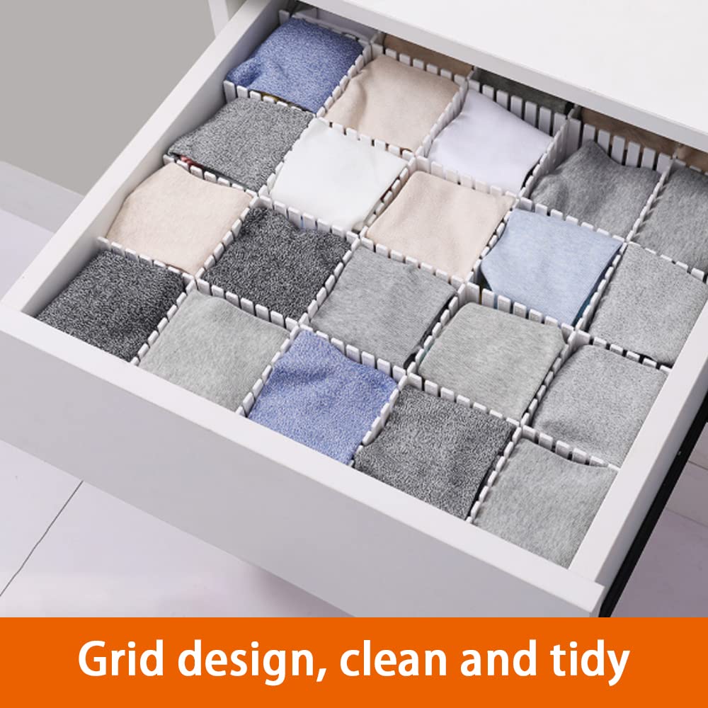KnnRiim 20Pcs Drawer Dividers, 38x7 cm, Thin, Plastic Drawer Storage, Adjustable Drawer Organizer Separators for Clothes, Socks, Makeup, Kitchen