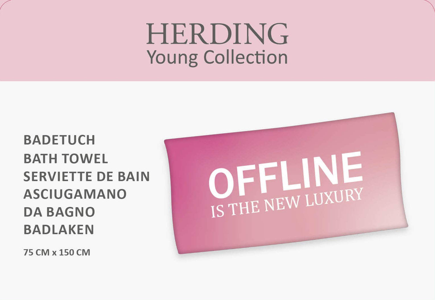 Herding Offline Velour Towel, 75 x 150 cm, Cotton/Velour, Multi-Colour