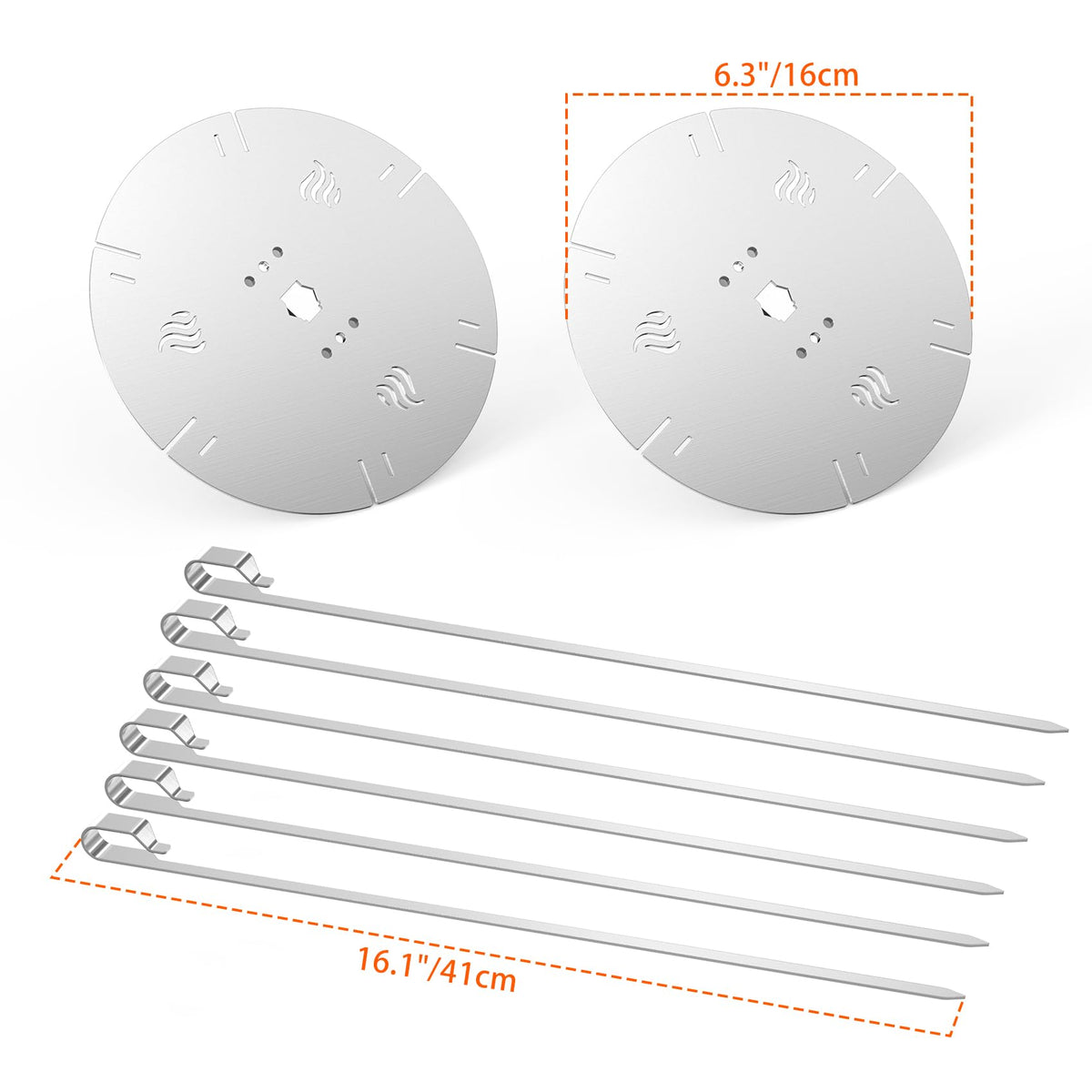 onlyfire BRK-6038 Stainless Steel Rotating Skewer System Fits for Any Rotisserie Grill Spit Rods