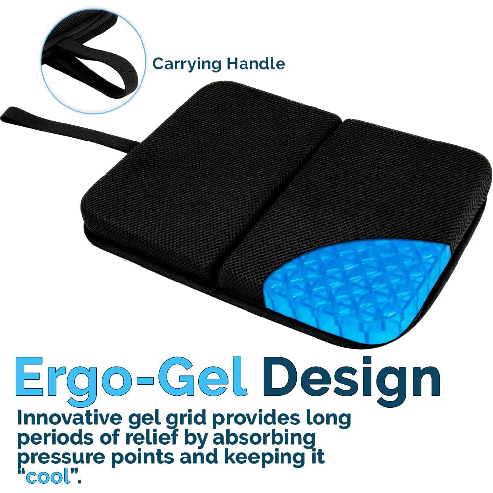 Jerylota Gel Seat Cushion – Portable Airplane Seat Cushion – Gel Grid Design for Ultimate Seating Comfort – Foldable Cushion for Airplane Seats