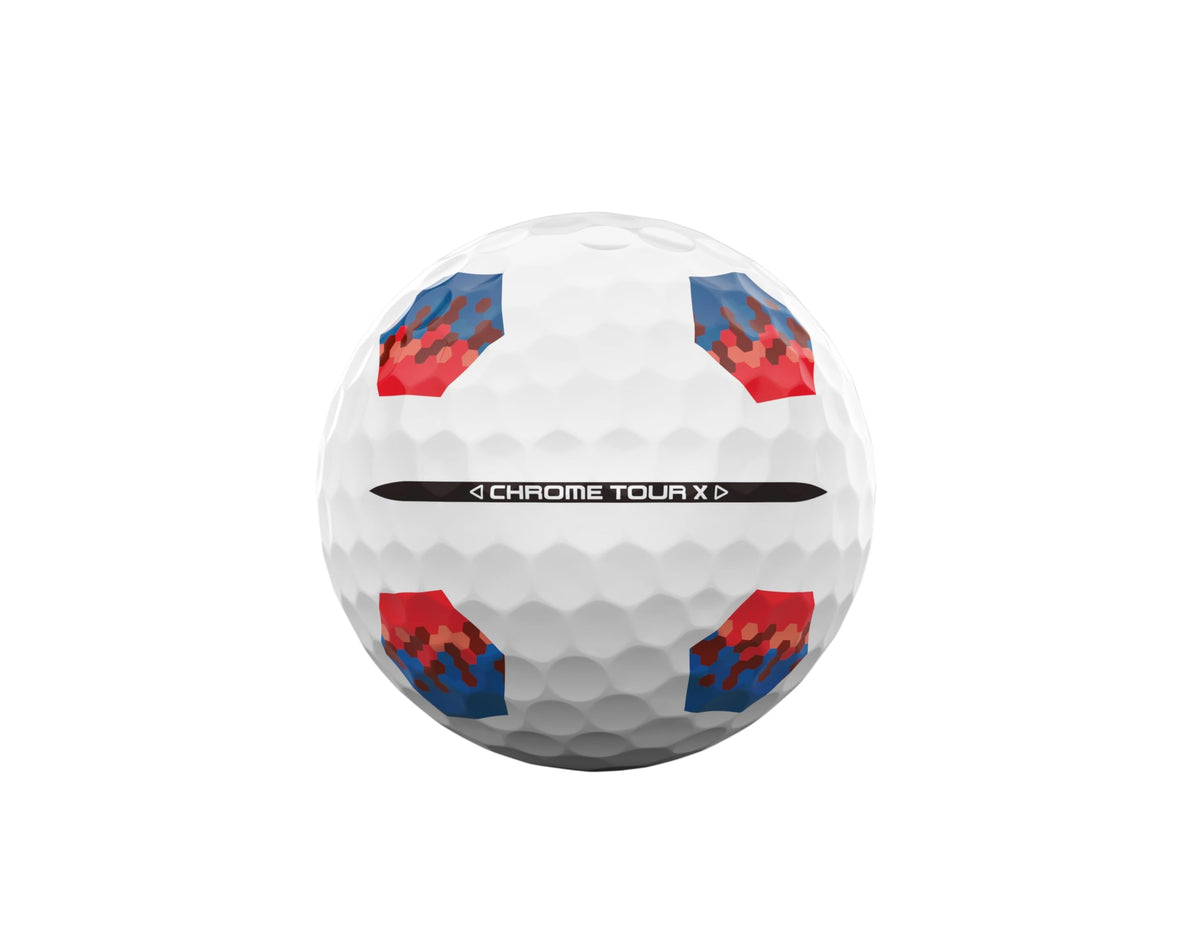 Callaway Golf Chrome Tour X Premium Golf Ball 2024, Blue/Red