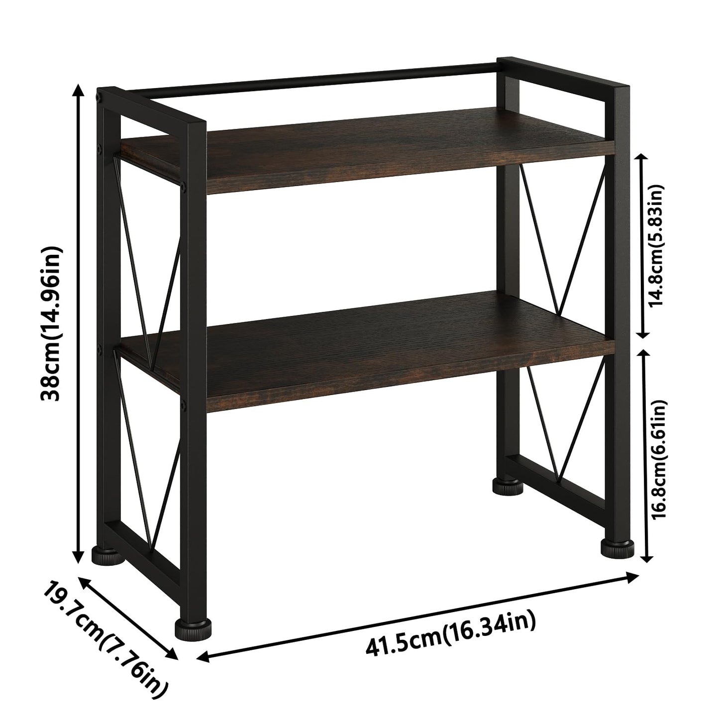 VSIWB Desk Shelf Organizer, 2 Tier Office Shelves, Wood Desk Storage Rack and Freestanding Display Shelf for Office, Dressing Table, Home 41x20x38cm