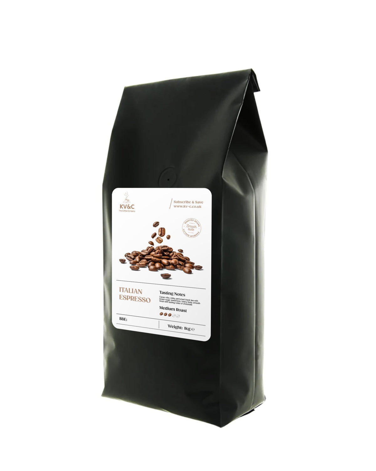 Premium Italian Espresso Coffee Beans - Medium Roast - Arabica & Robusta Blend - Rich Cocoa and Chocolate Notes - 1kg Bag for Everyday Brewing