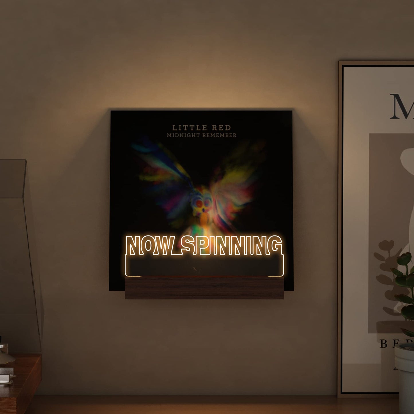 Ammonite Light up Now Spinning Vinyl Record Stand Wall Mount, Now Playing Record Player Stand