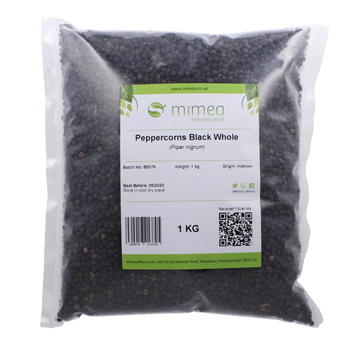Mimea Peppercorns Black Whole | 1kg | Quality Ingredients | Natural | No Additives | Grinder Refill | For Cooking & Pickling