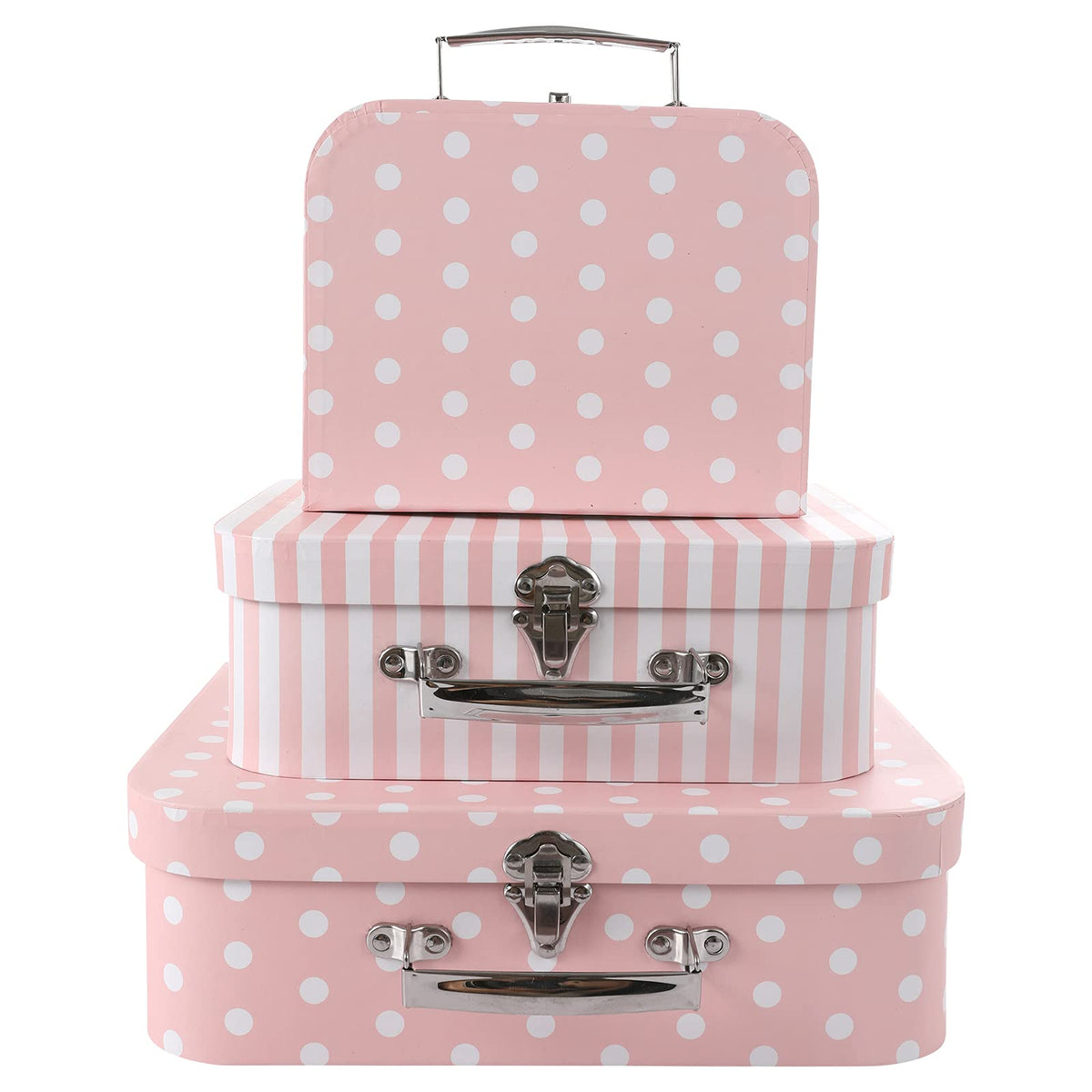 Anndason Set of 3 Paperboard Suitcases Storage Box Storage for Photo Storage Home Decoration, Wedding, Birthday